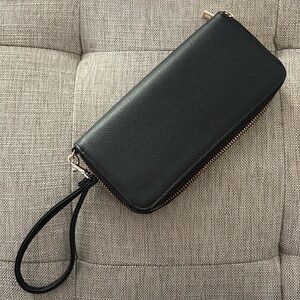 NWOT A New Day Double Sided Zipper Wallet Black and Gold